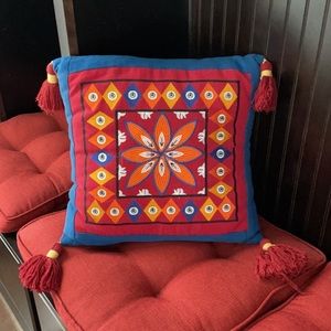 Embroidered Cushion Cover With Tassels